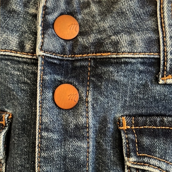 Madewell Two Tone Stretch Denim Button Down Skirt - Picture 4 of 7